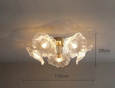 LuminatGlas Moderne Glasblumen-Deckenleuchte mit Astförmigen Verzweigungen und LED-Beleuchtung